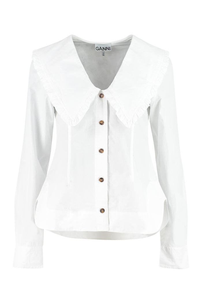 Ganni Maxi Collar Cotton Shirt