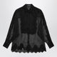 Dolce & Gabbana Organza Tuxedo Shirt With Lace Inserts In Black