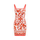 Dolce & Gabbana Orange And White Charmeuse Maiolica Mini Dress