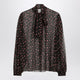 Dolce & Gabbana Black Chiffon Blouse With Small Rose Print
