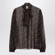 Dolce&Gabbana Black Chiffon Blouse With Small Rose Print