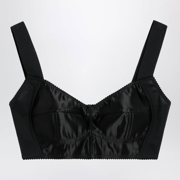 Dolce&Gabbana Satin Corset-Style Crop Bustier In Black
