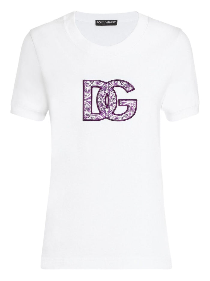 Dolce & Gabbana Cotton T-Shirt With Logo Appliqué