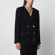 Alessandra Rich Black Double-Breasted Bouclé Tweed Jacket