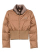 Fendi Short Padded Down Jacket With Shearling Collar