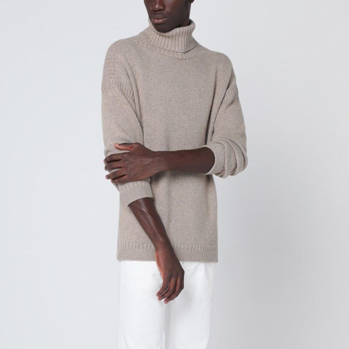 Loro Piana  Greige Cashmere Turtleneck Sweater