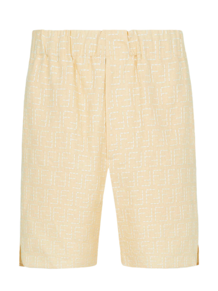 Fendi Ff Jacquard Linen Shorts