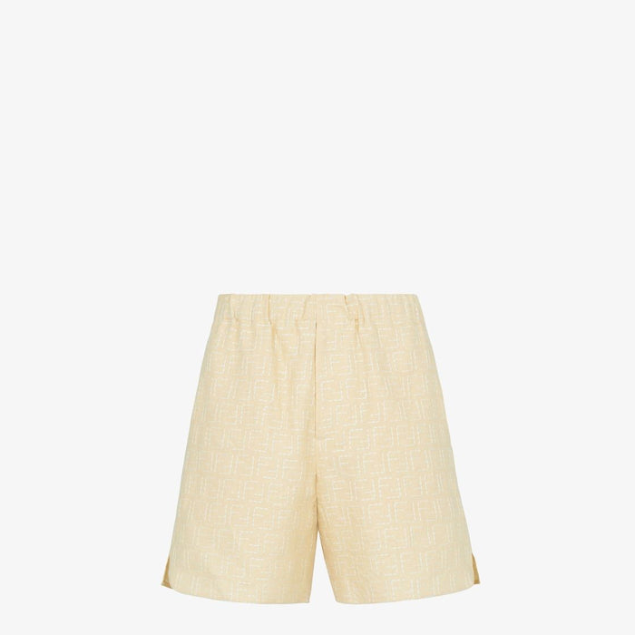 Fendi Cream Linen Blend Bermuda Shorts