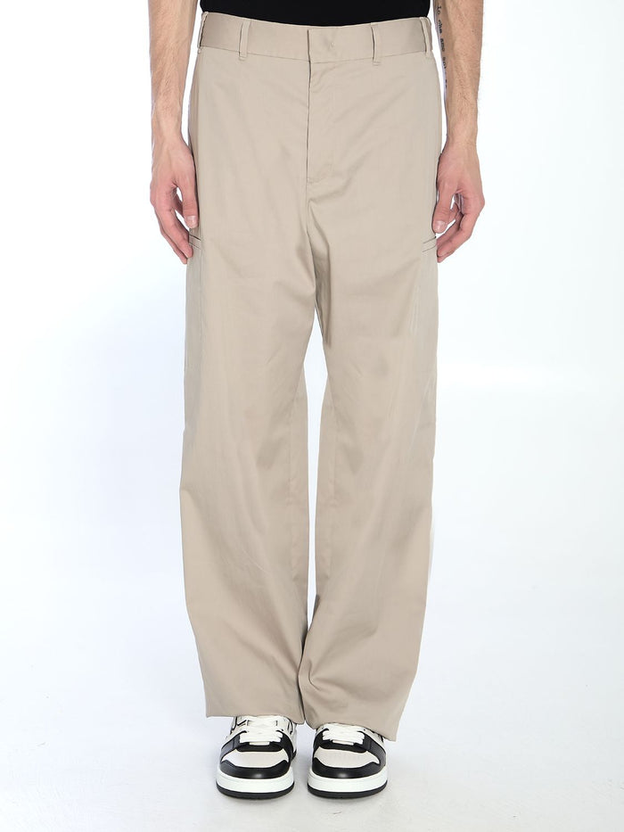 Fendi  Stone Grey Cotton Blend Trousers