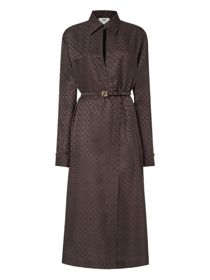 Fendi Ff Jacquard Silk Maxi Dress