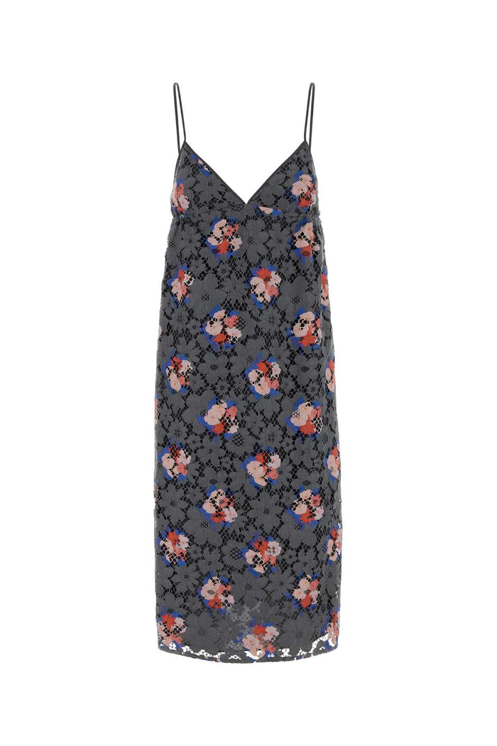 Fendi Grey Lace Dress With Print
