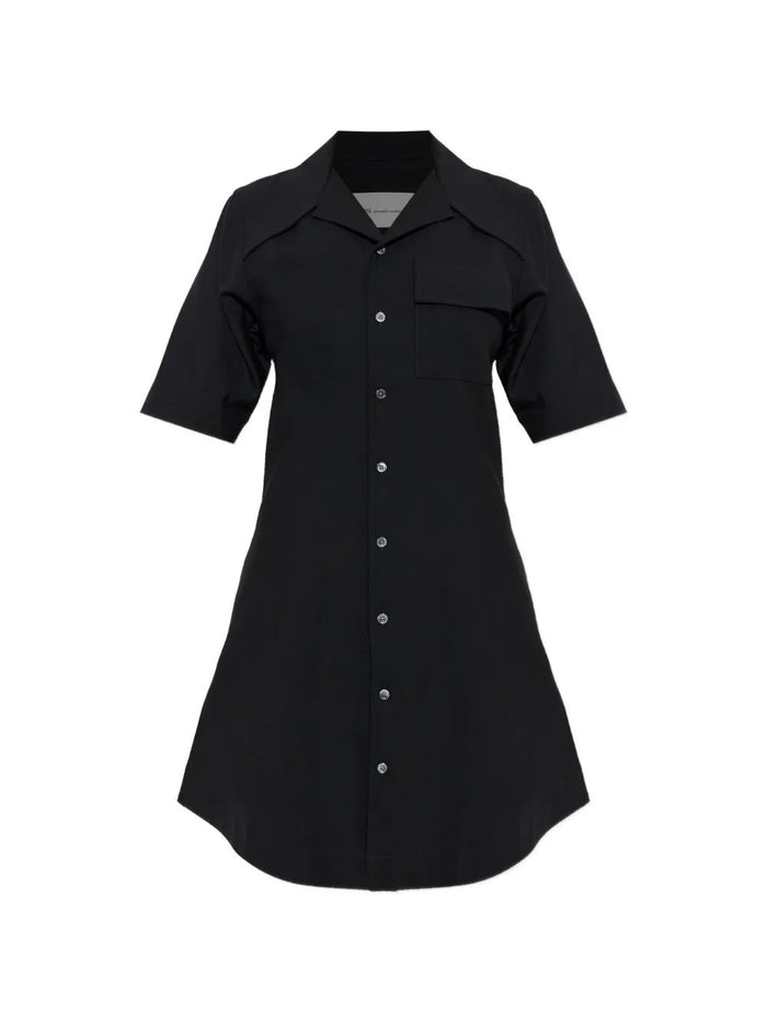 Ami Paris Black Wool Short Shirt Dress