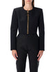 Balmain Balmain Cropped Black Wool Jacket With Gold Zip