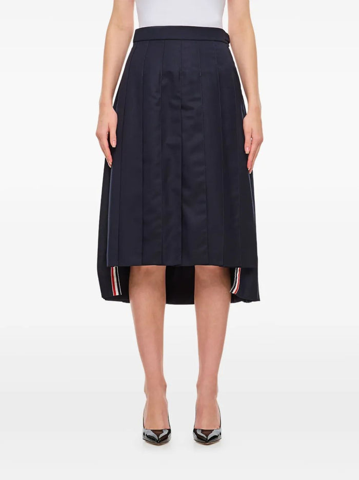 Thom Browne Blue Wool Pleated Skirt