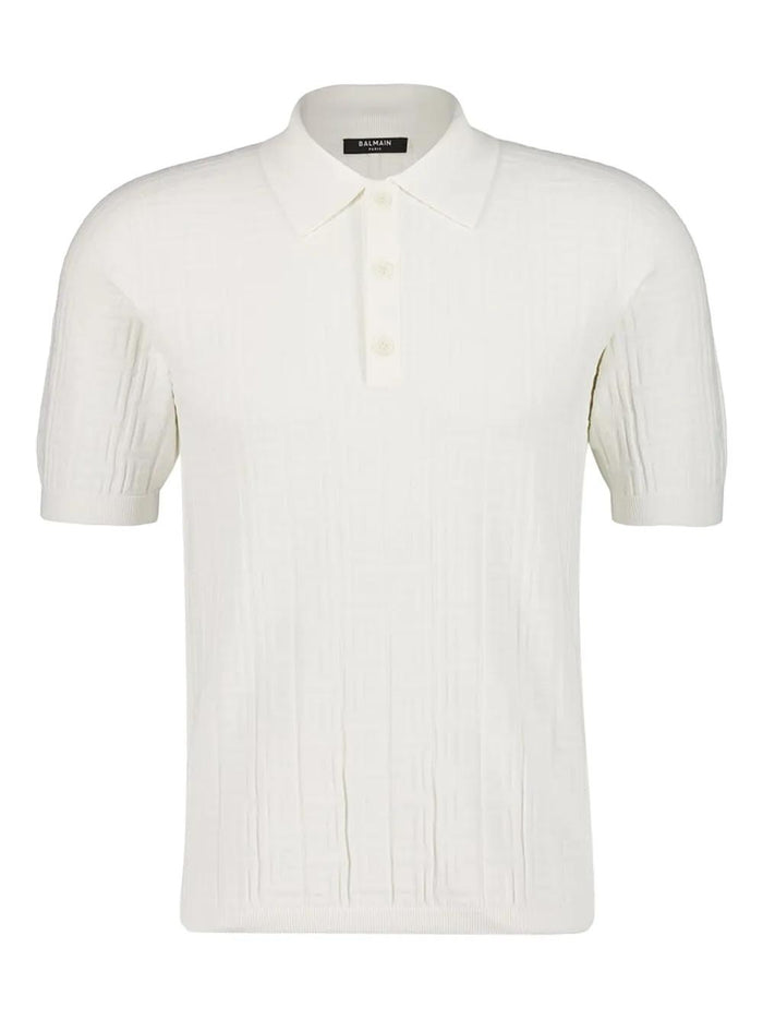 Balmain Textured Knit Polo Shirt