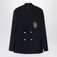 Fendi  Double-Breasted Jacket In Midnight Blue Virgin Wool