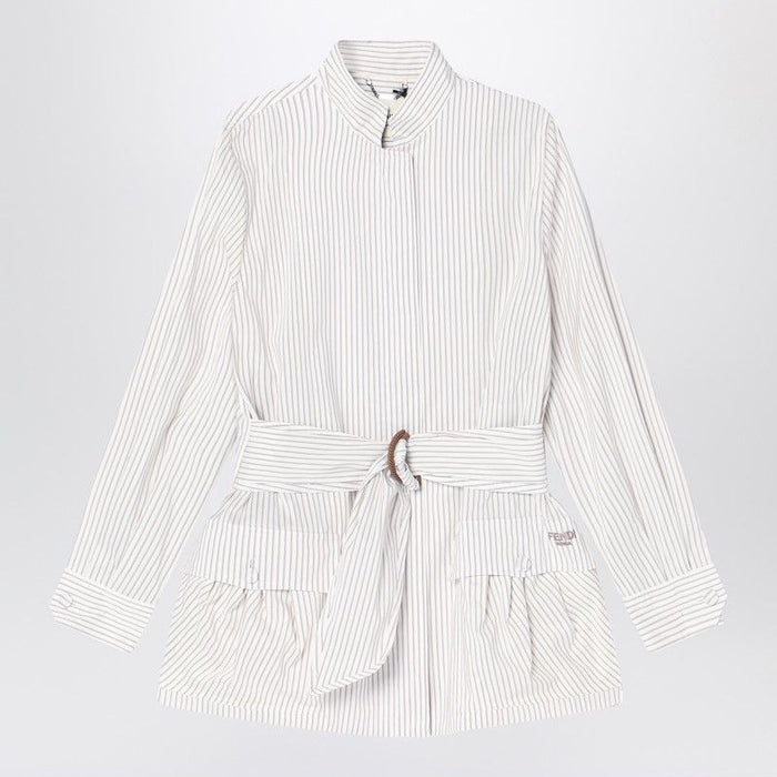 Fendi  White Striped Cotton And Silk Blouson
