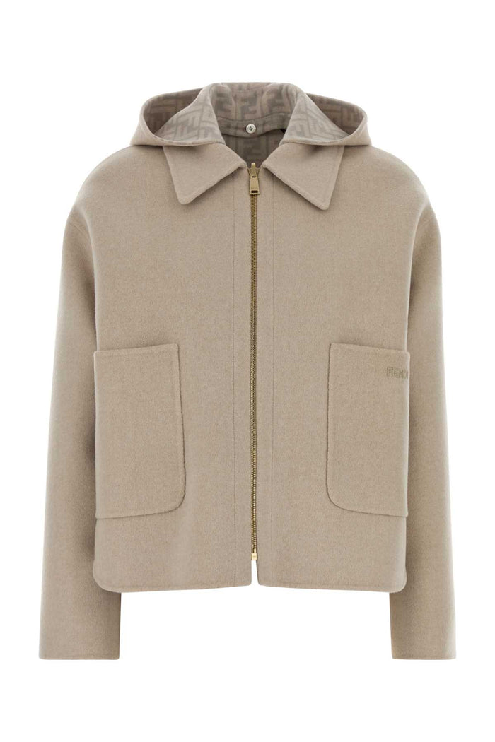 Fendi Wool Jacket With Hood And Zip