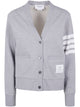 Thom Browne V-Neck Cardigan With Engineered 4 In Classic Loopback