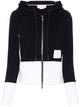 Thom Browne Blouson Zip Up Hoodie W/ Engineered 4 Bar In Color Blocked Solid Classic Loopback Jersey