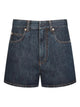 Fendi Flared Denim Shorts With Quilted Ff Motif