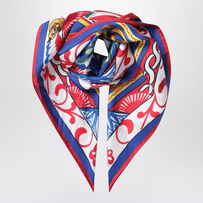 Dolce&Gabbana Square Twill Silk Scarf With Carretto Print