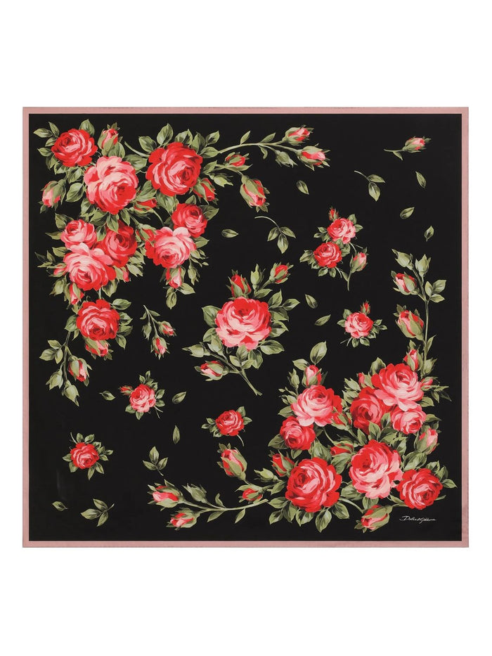 Dolce & Gabbana Foulard Bouquet Black Pink Est Flowers