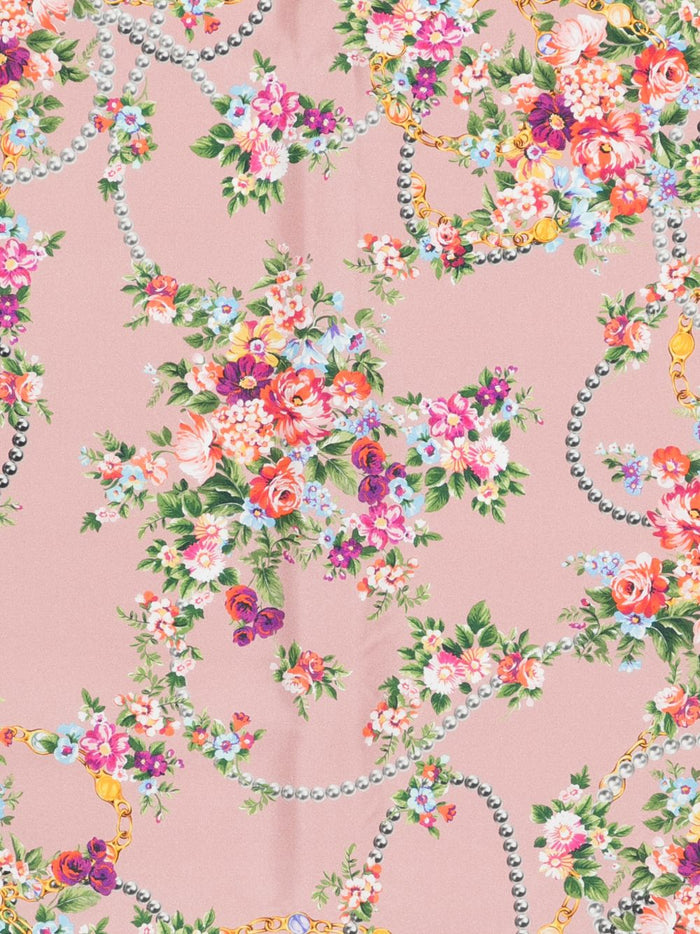 Dolce & Gabbana Pink And Blue Scarf With Pearl Details
