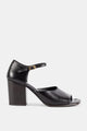 Lemaire Sandale À Talon Bloc En Cuir Végétal Brillant Square Heeled 80 Noir