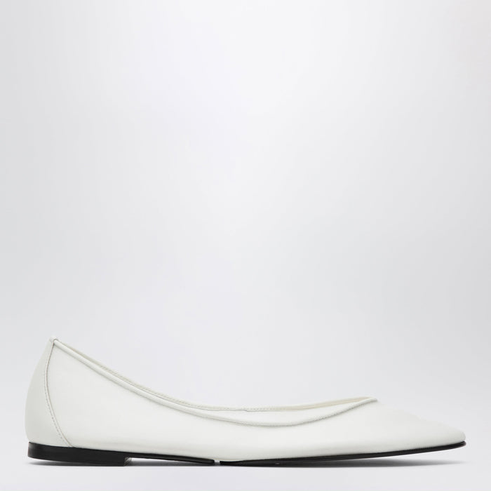Jacquemus Pointed Ballerina Flats In White Calfskin