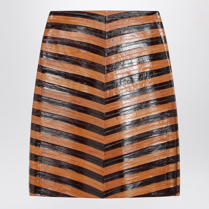 Fendi Twotone Chevron Pleated Skirt