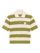 Ami Paris Ami De Coeur Striped Cotton Knit Polo Shirt