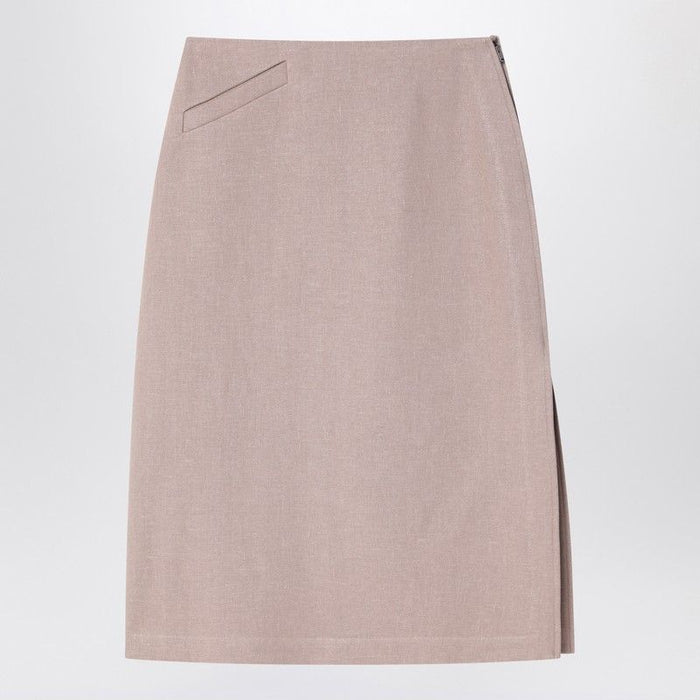 Fendi Waxed Linen Straight Midi Skirt
