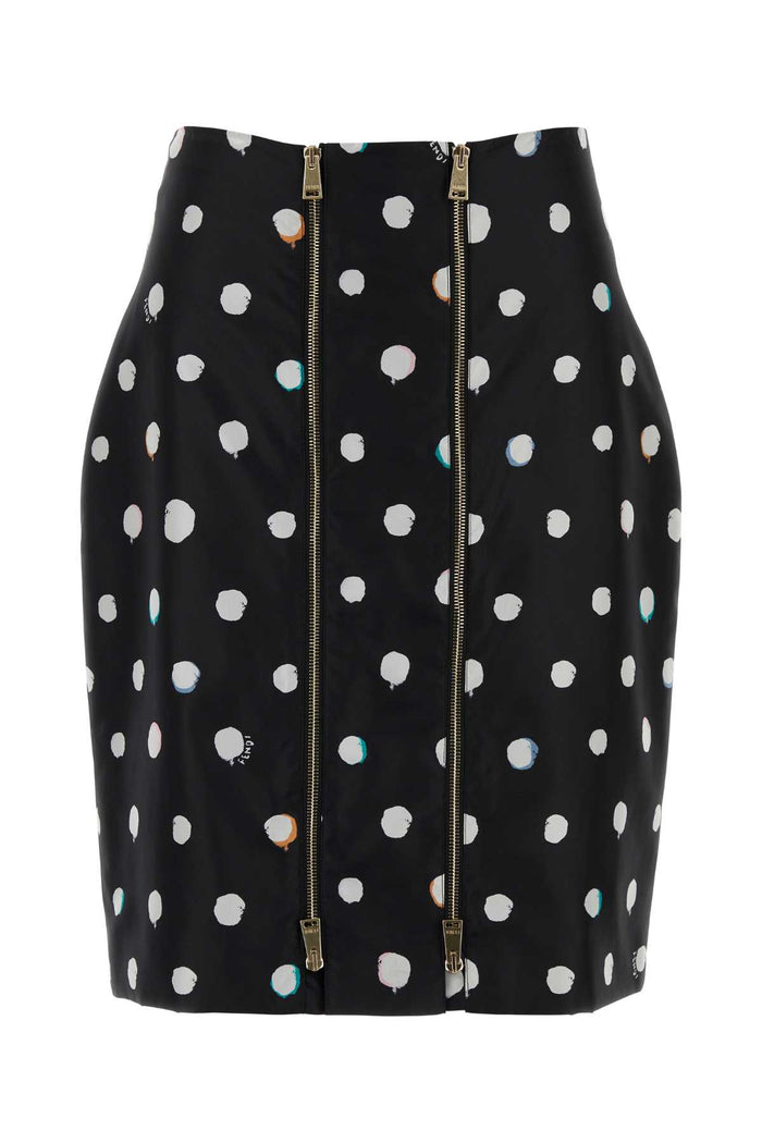 Fendi Black Printed Taffeta Skirt