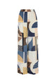 Fendi  Blue Silk Trousers With Patchwork Print