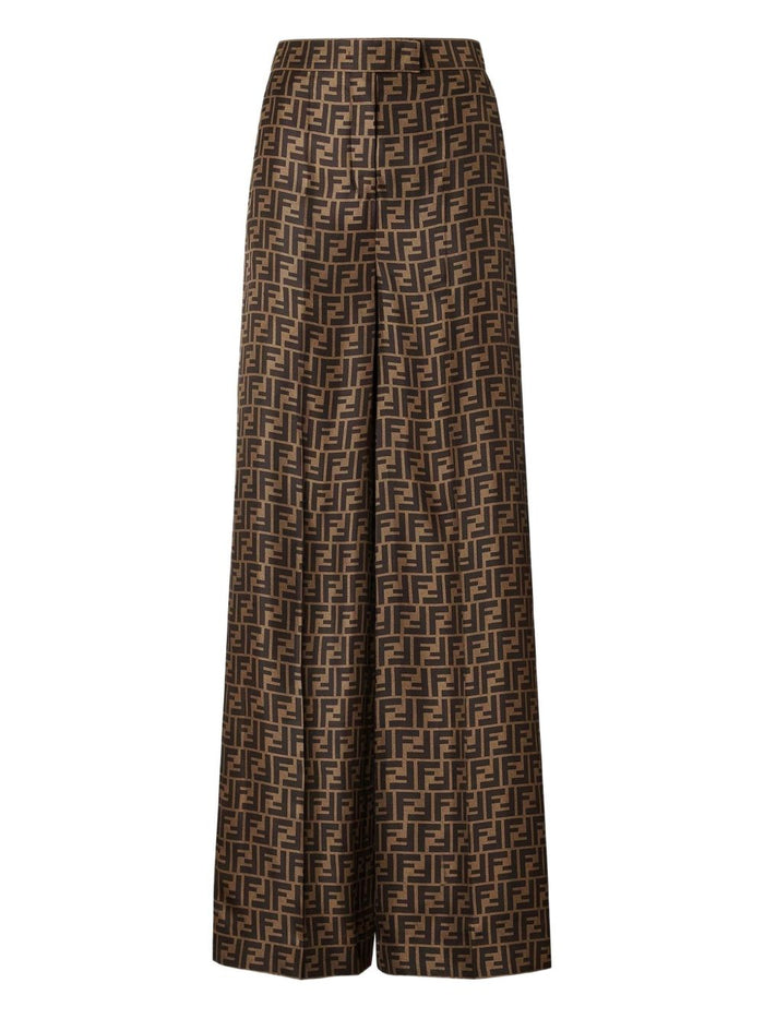 Fendi Ff Silk Wide-Leg Trousers