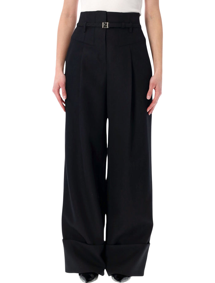 Fendi Fendi Black Grain De Poudre Wool Pants
