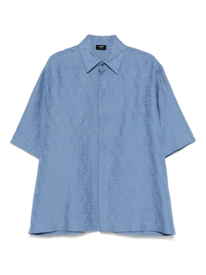 Fendi Cerulean Blue Linen Blend Shirt