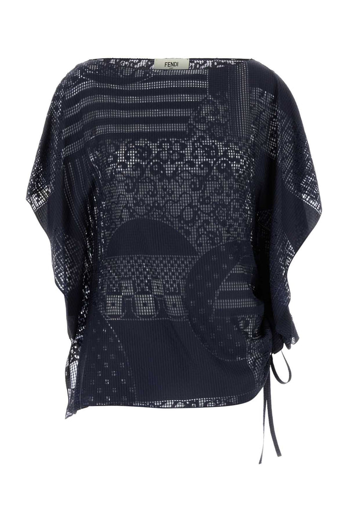 Fendi Navy Blue Viscose Blend Top