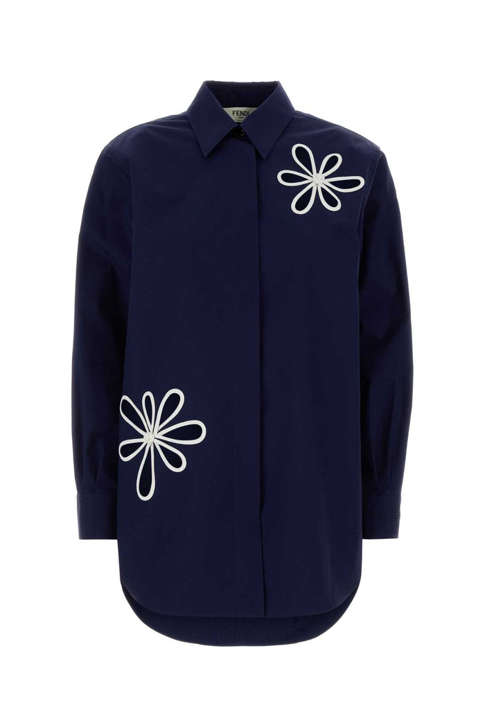 Fendi Navy Blue Poplin Shirt