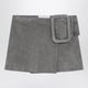 Ami Paris Grey Suede Mini Skirt With Large Buckle Belt