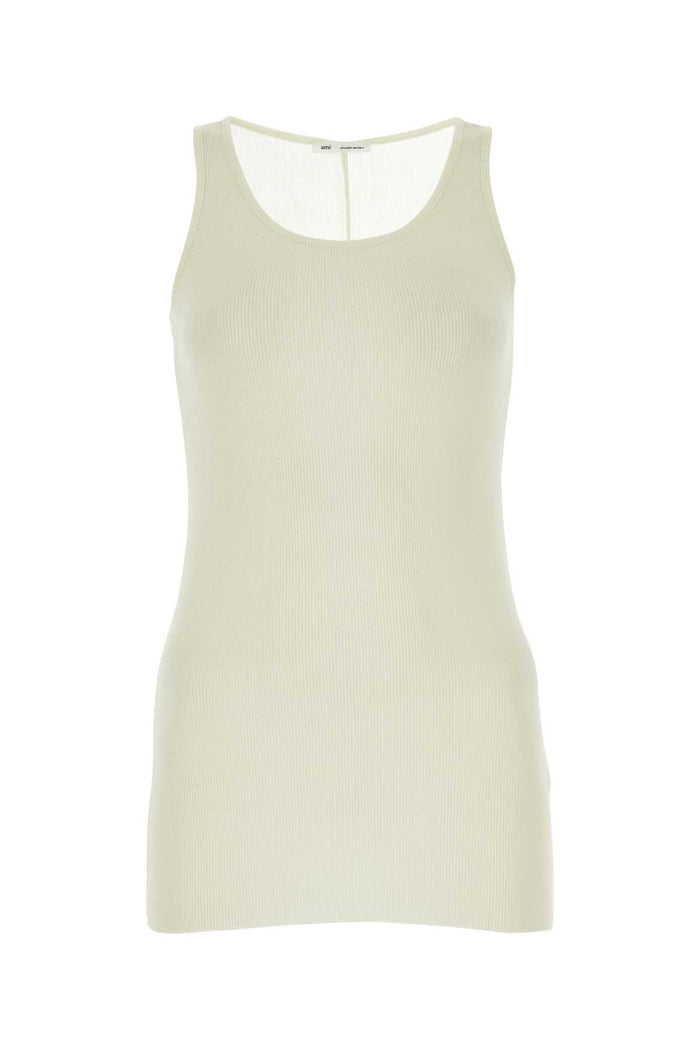 Ami Paris Ivory Viscose Blend Tank Top