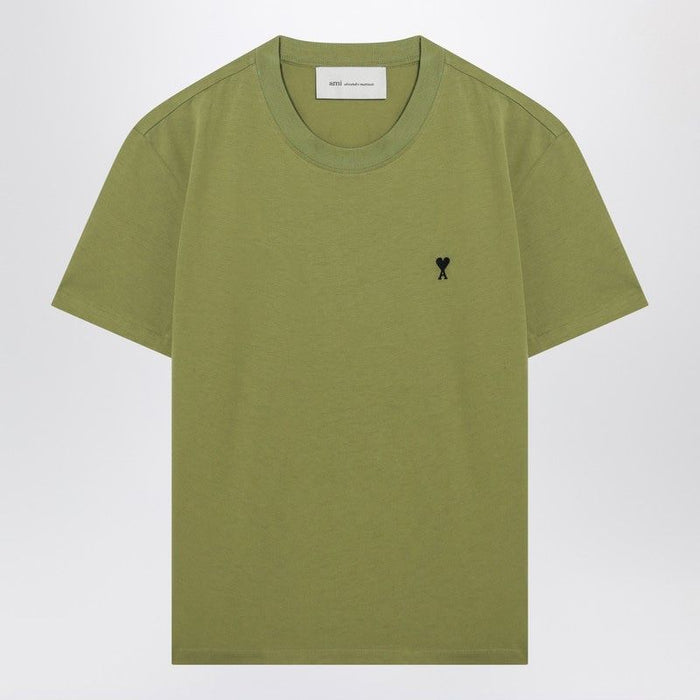 Ami Paris Matcha Ss T-Shirt Black Embroidered Logo