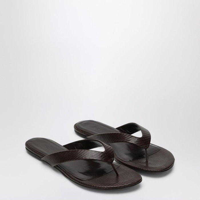 Le Monde Beryl  Brown Leather Flip-Flops