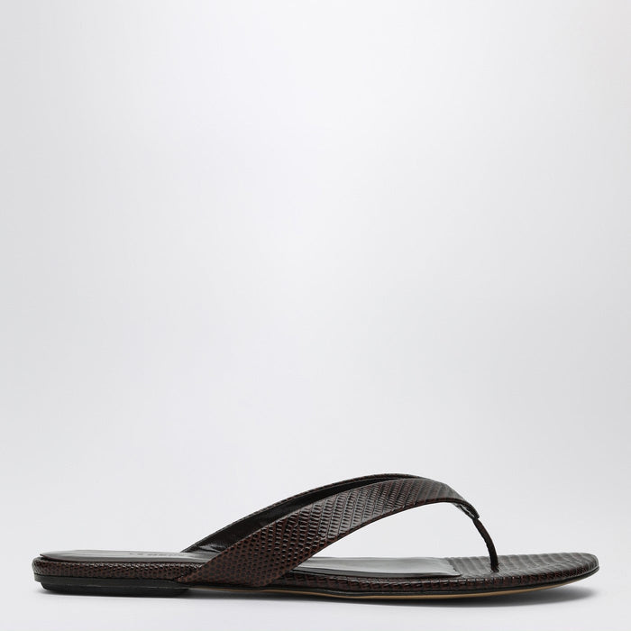Le Monde Béryl Brown Leather Flip-Flops
