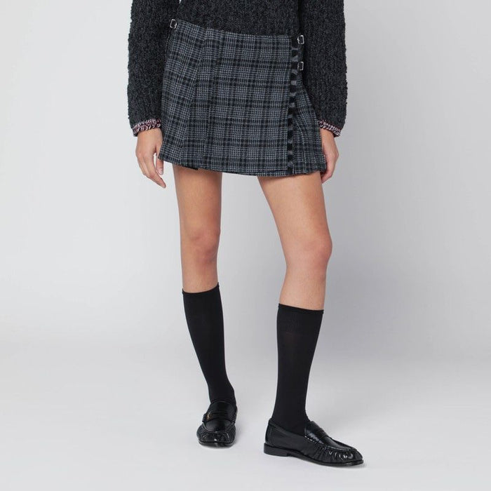 Durazzi Milano  Black/White Check Kilt Mini Skirt