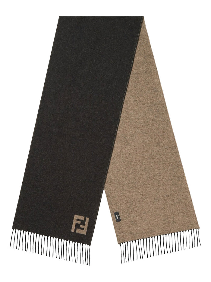 Fendi Reversible Fringed Wool Scarf