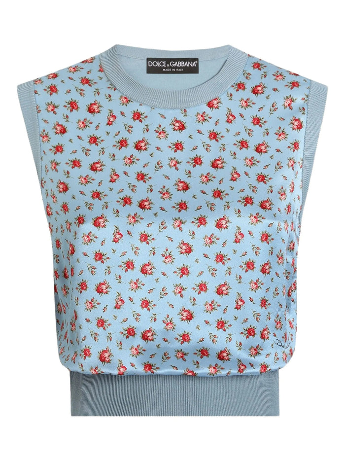 Dolce & Gabbana Blue Silk Sleeveless Twill