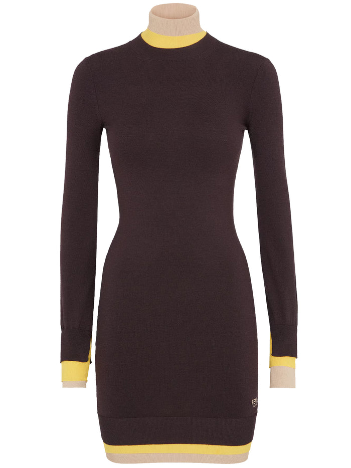 Fendi Short Fitted Pink Wool Dress