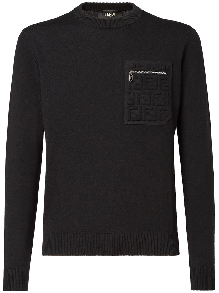 Fendi Sweater With A Round Neck In Virgin Wool